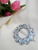Barrette Fleur - Paillettes argentées
