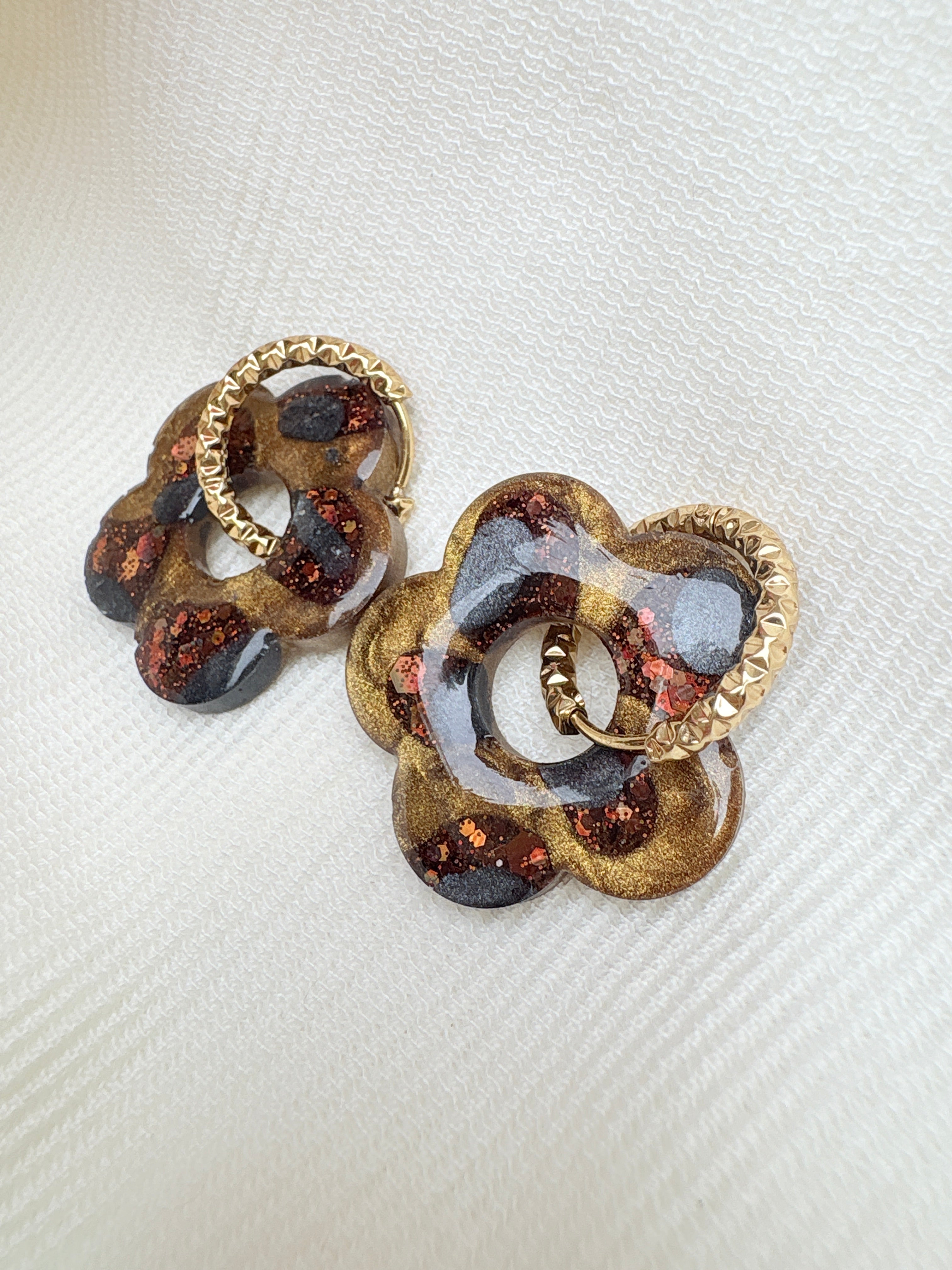 Pampilles Fleurs - taille XL - Léopard pailleté