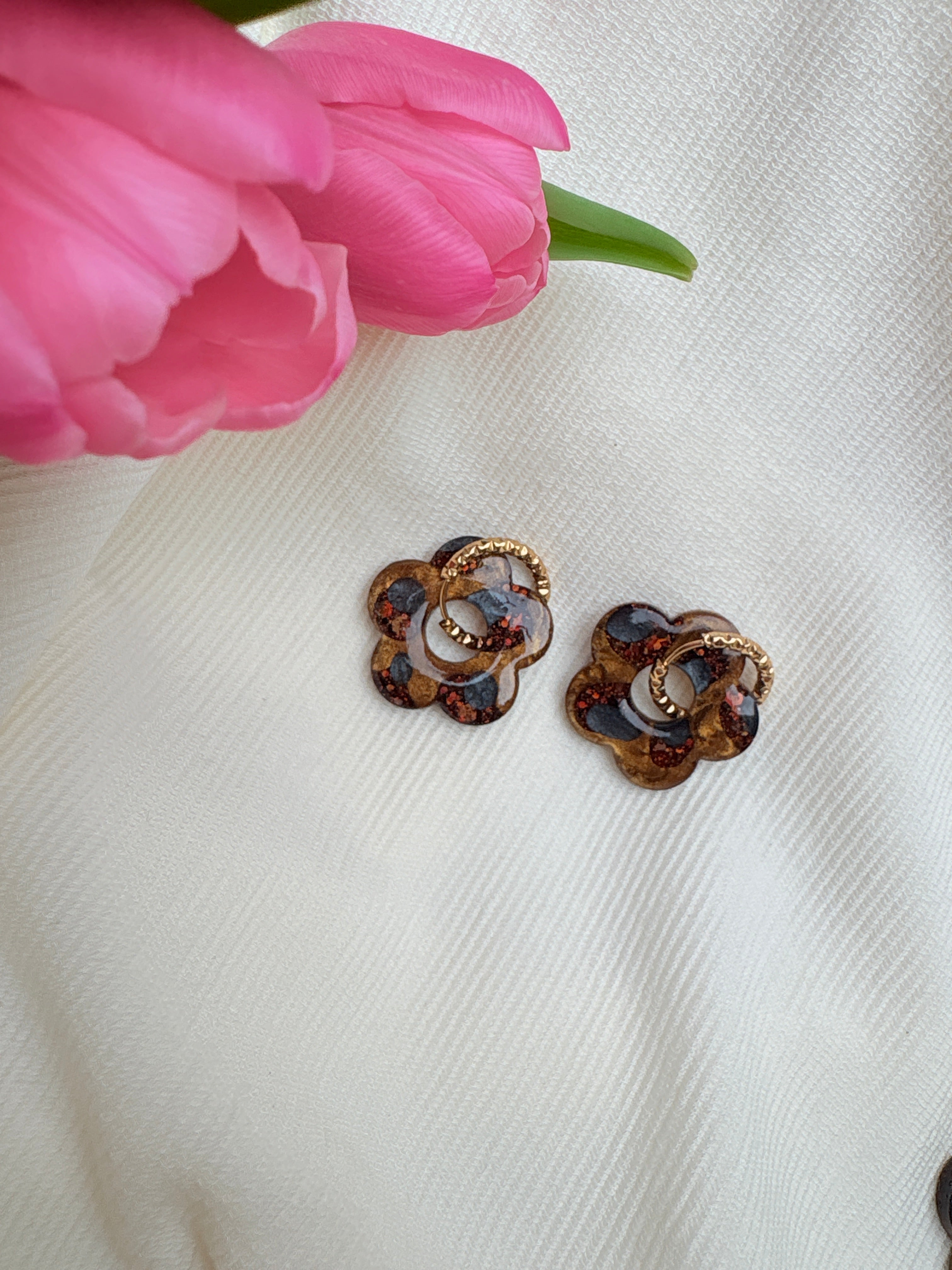 Pampilles Fleurs - taille XL - Léopard pailleté