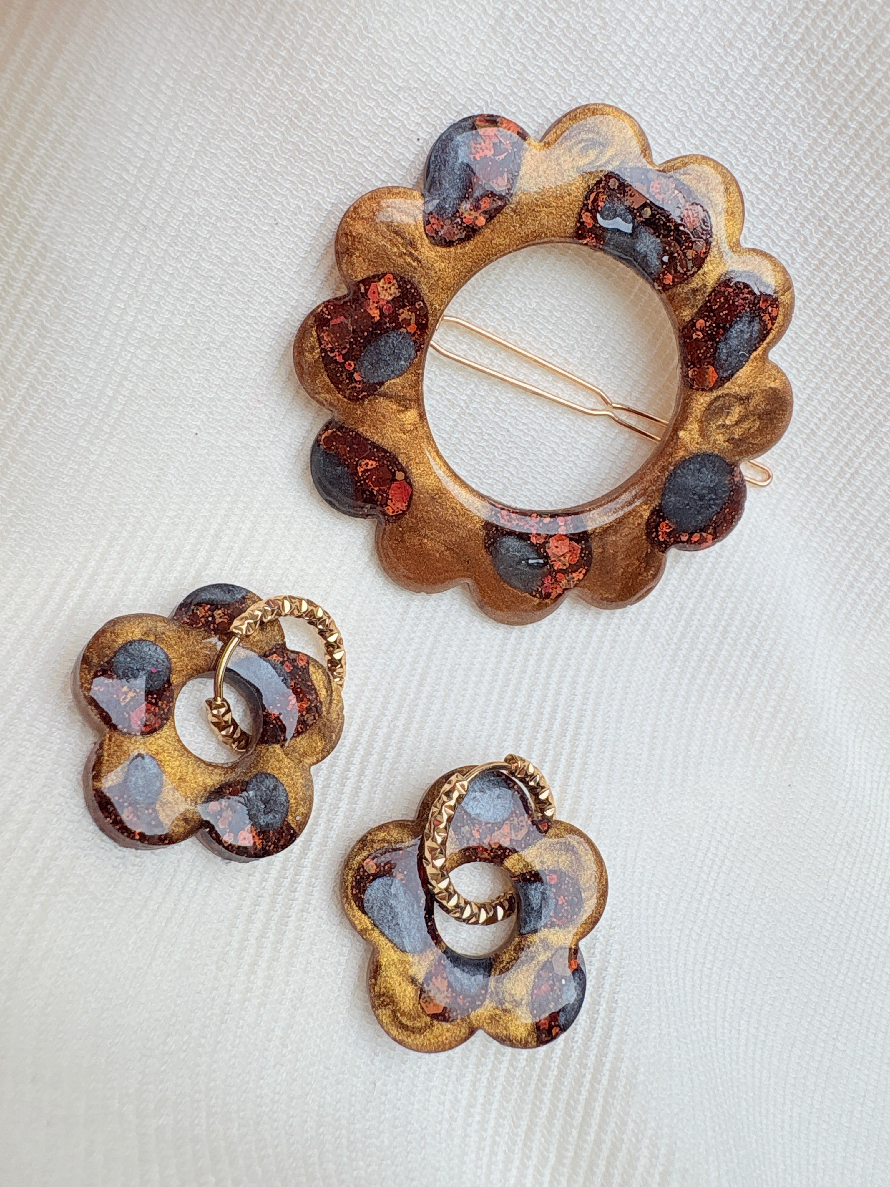 Pampilles Fleurs - taille XL - Léopard pailleté