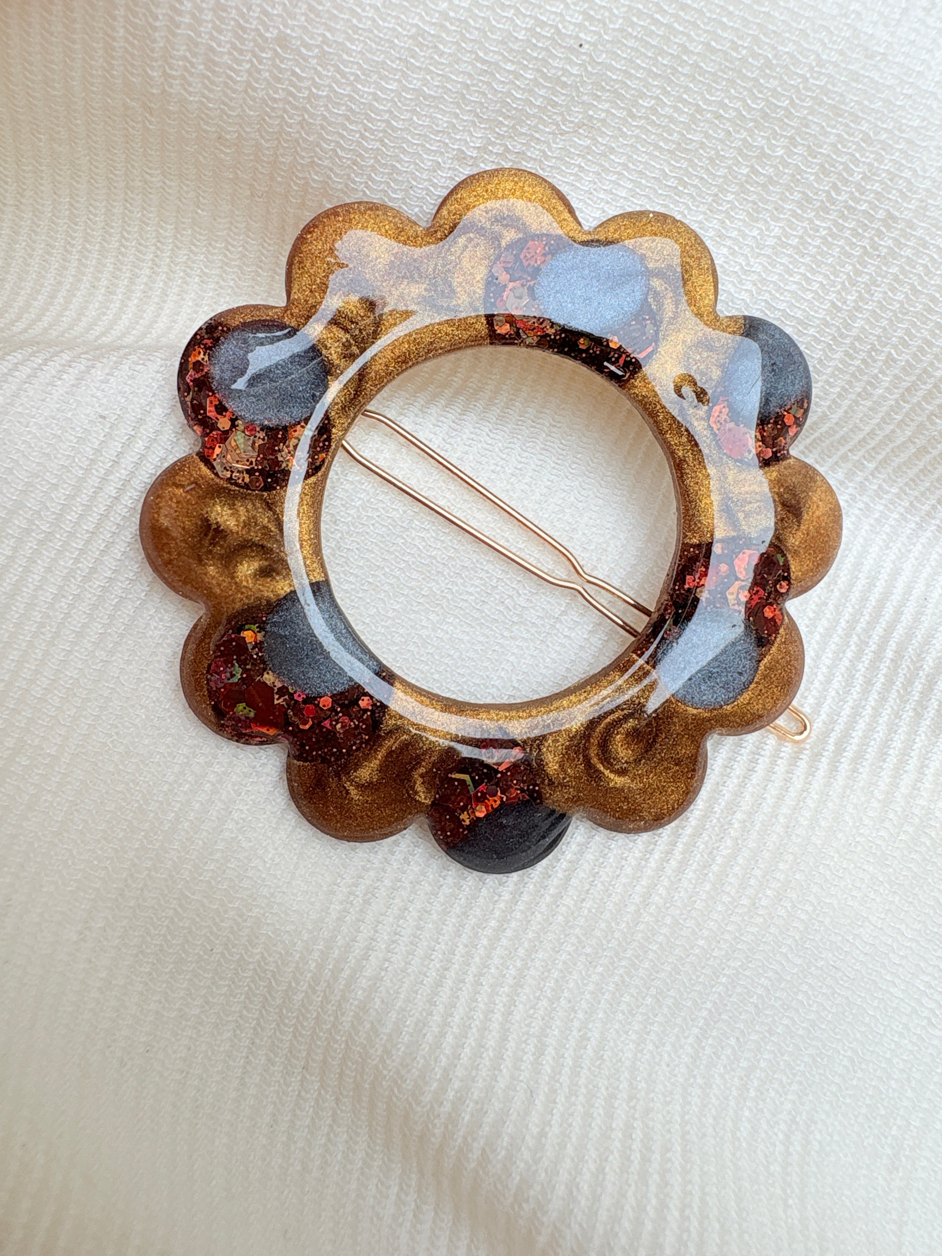 Barrette Fleur - Léopard Pailleté