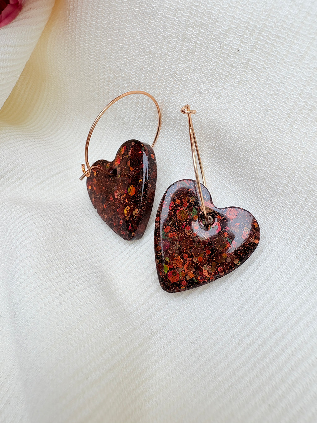 Pampilles Coeurs - taille M - Paillettes marrons