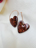 Pampilles Coeurs - taille M - Paillettes marrons