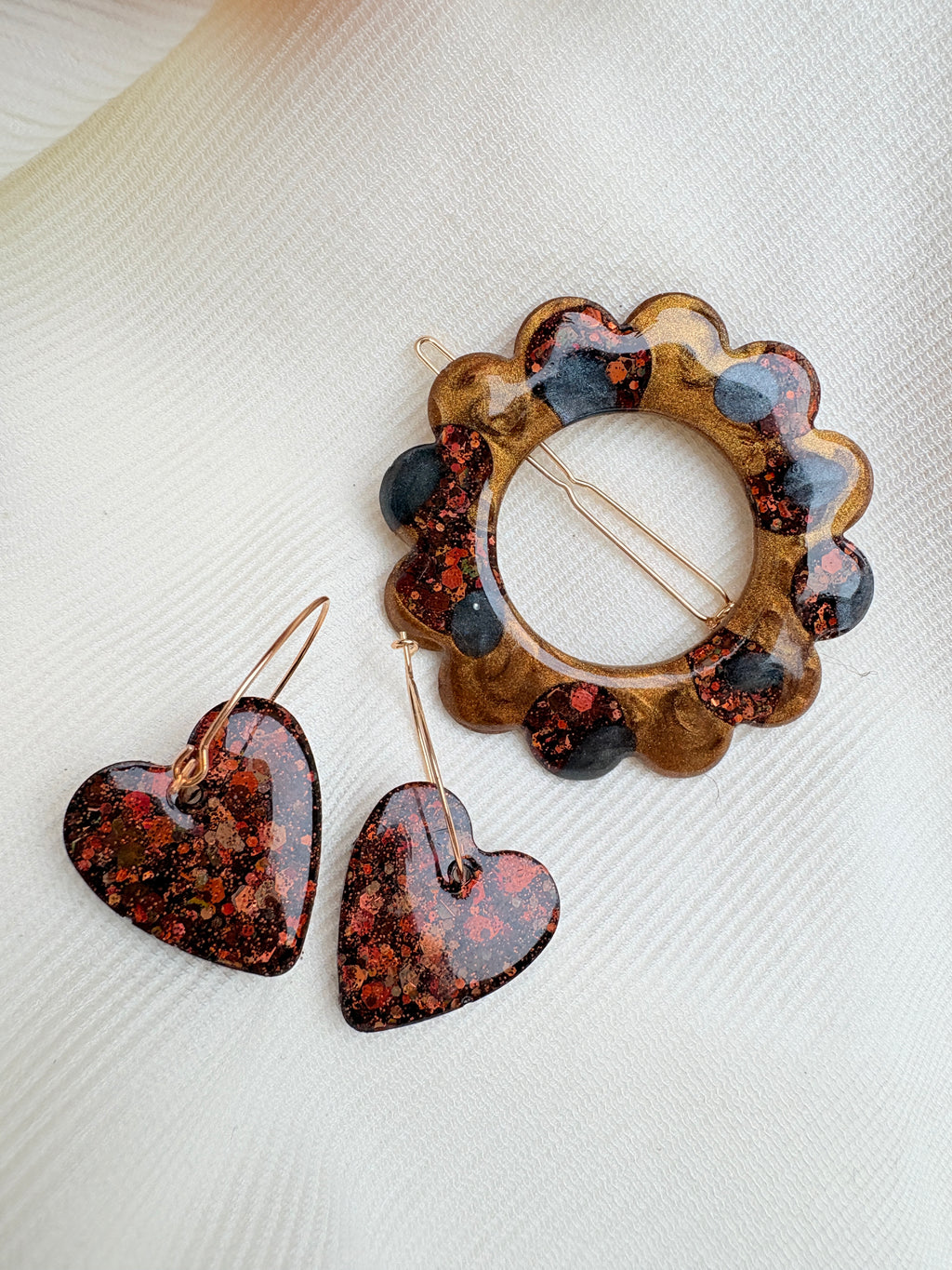 Pampilles Coeurs - taille M - Paillettes marrons