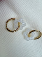 Pampilles Fleurs - taille S - Blanc pailleté (sans créoles)