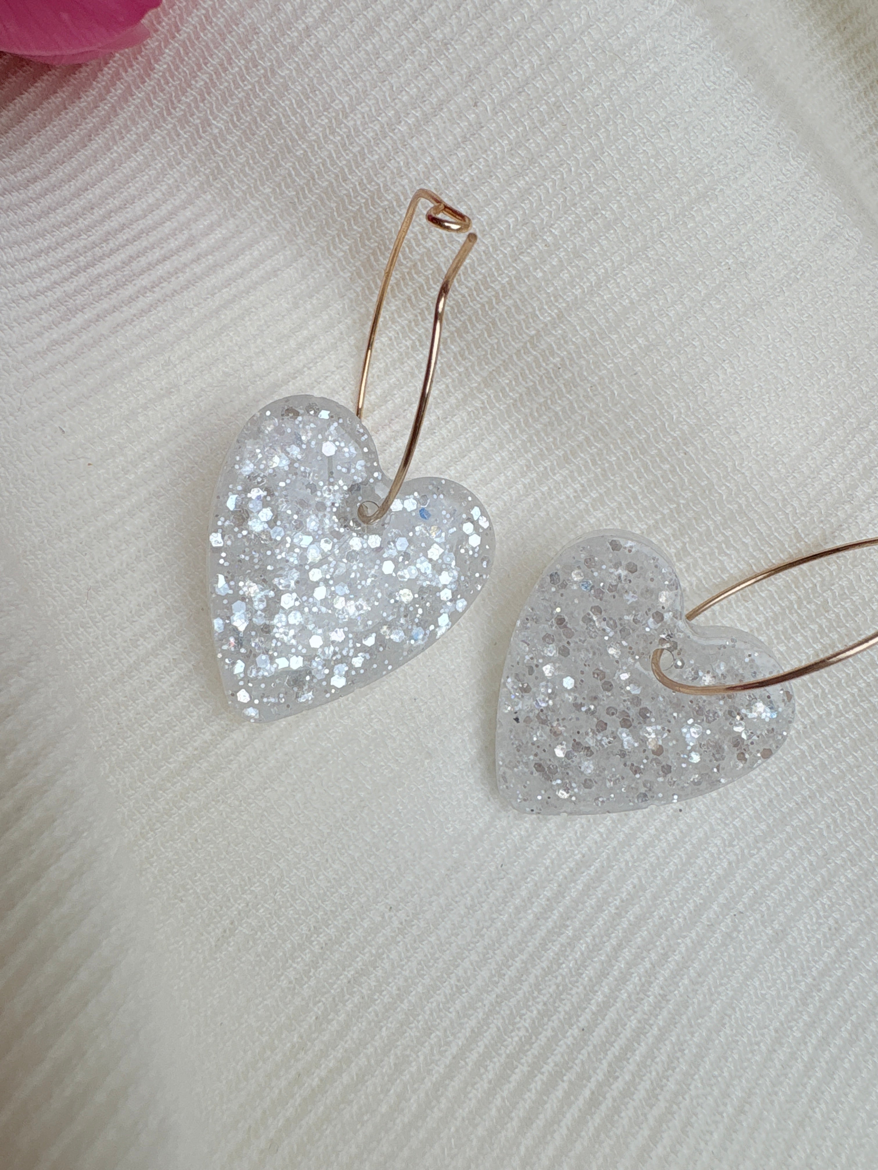 Pampilles Coeurs - taille M - blanc pailleté