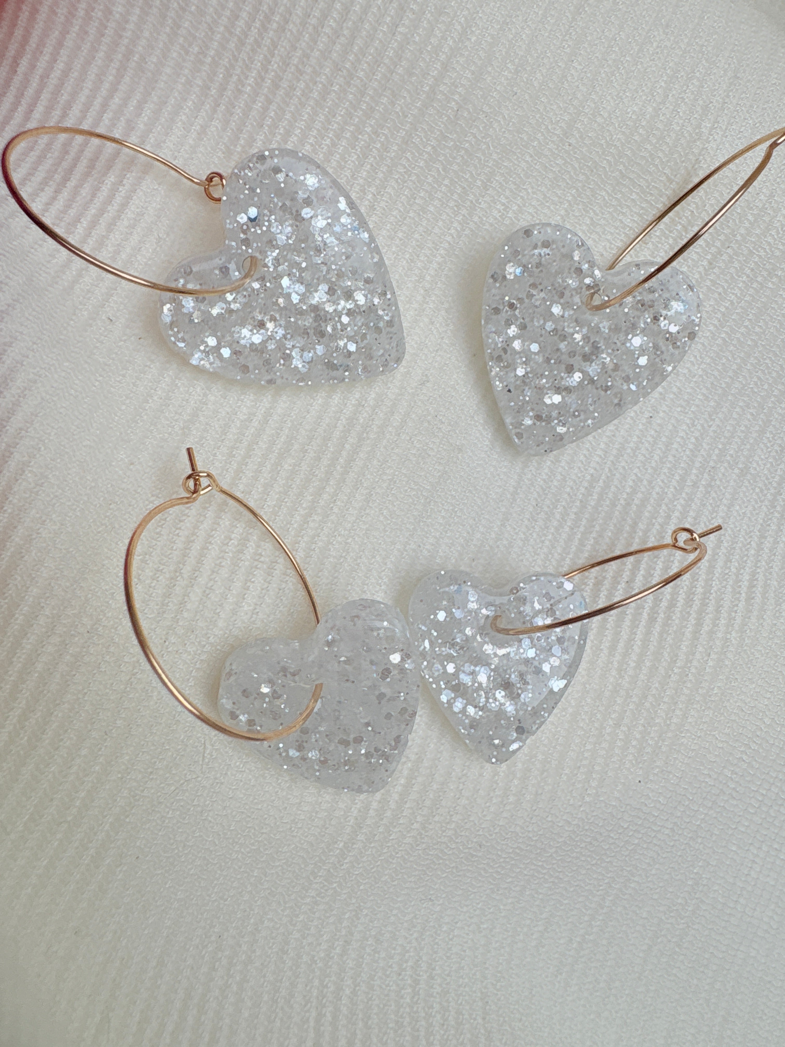 Pampilles Coeurs - taille M - blanc pailleté