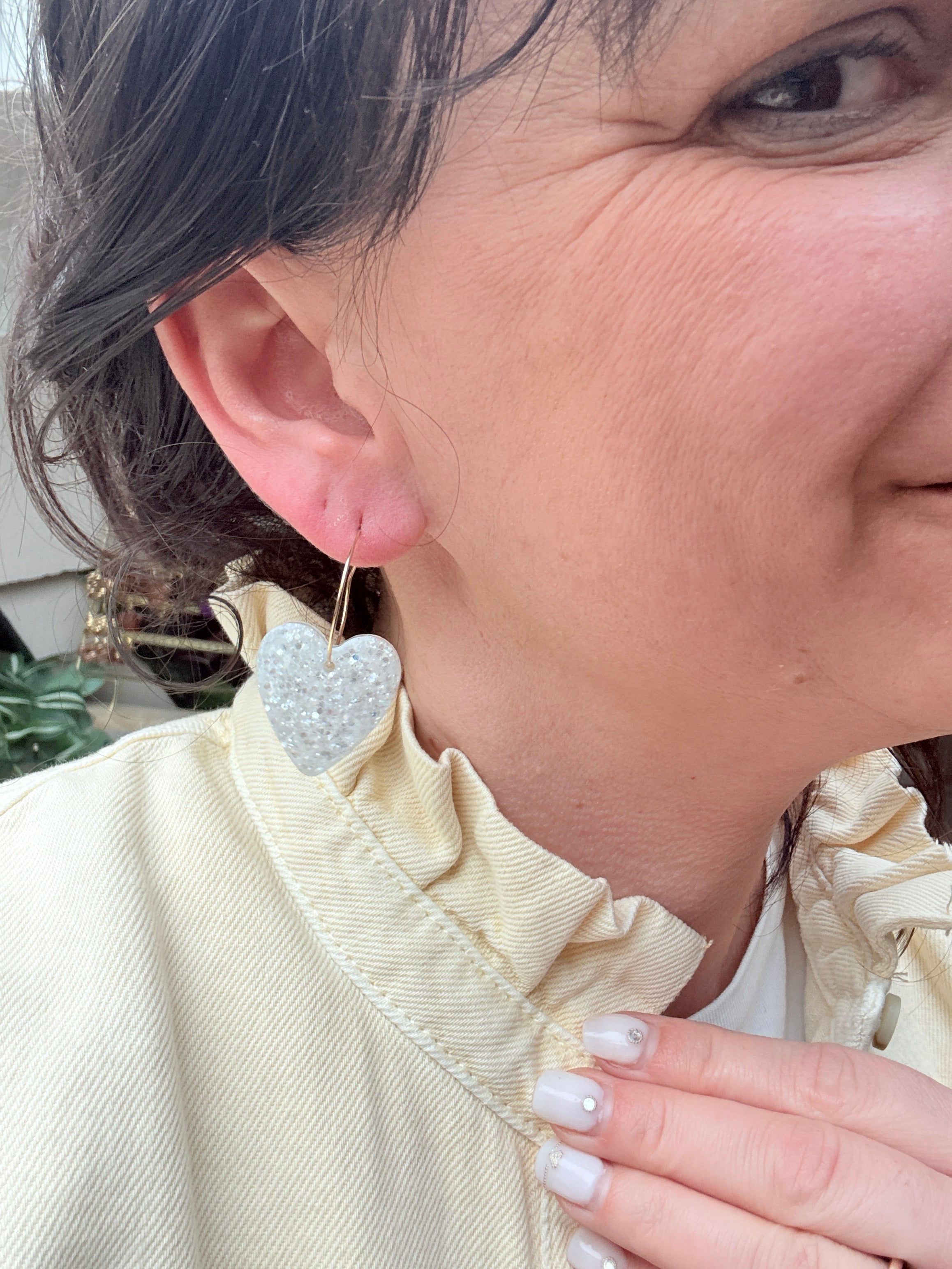 Pampilles Coeurs - taille M - blanc pailleté