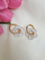 Pampilles Fleurs - taille S - Blanc nacré (sans créoles)