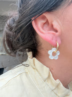 Pampilles Fleurs - taille S - Blanc nacré (sans créoles)