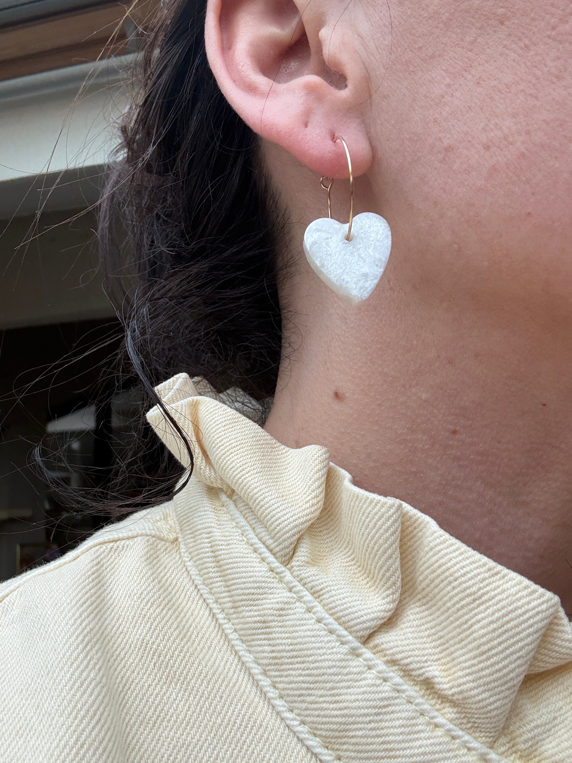 Pampilles Coeurs - taille S - Blanc nacré