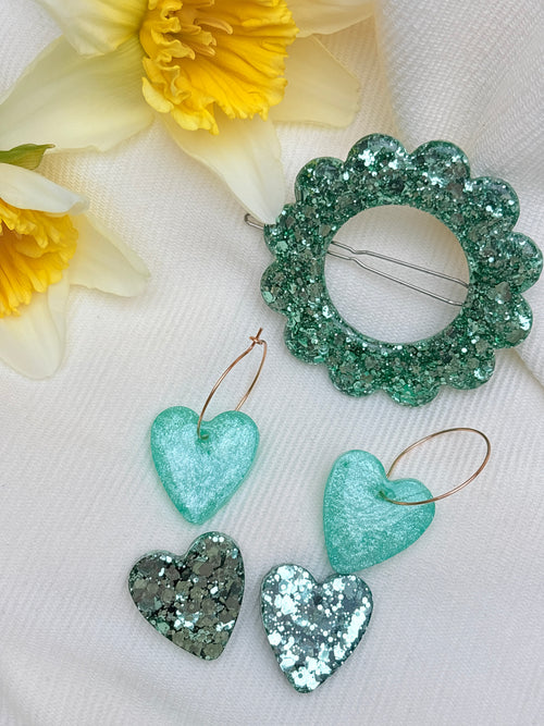 Barrette Fleur - Menthe glaciale