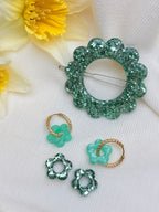 Pampilles Fleurs - taille S - Menthe nacrée (sans créoles)