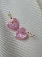 Pampilles Coeurs - taille S - Rose pastel pailleté