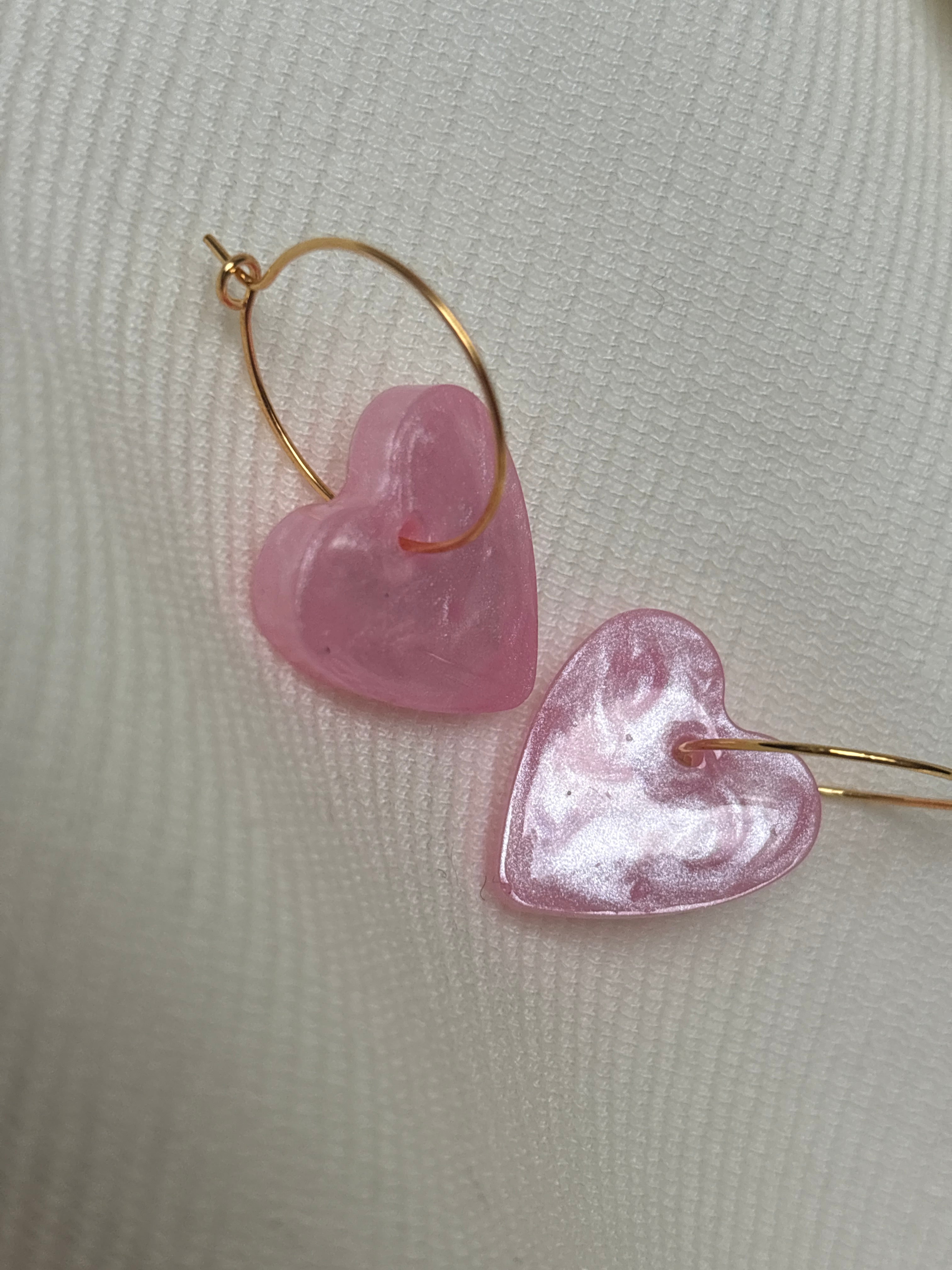 Pampilles Coeurs - taille S - Rose pastel pailleté