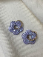 Pampilles Fleurs - taille XL - Lilas pailleté (sans créoles)