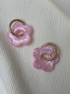 Pampilles Fleurs - taille XL - rose pastel nacré (sans créoles)