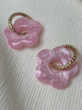 Pampilles Fleurs - taille XL - rose pastel nacré (sans créoles)