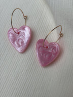 Pampilles Coeurs - taille M - Rose pastel pailleté