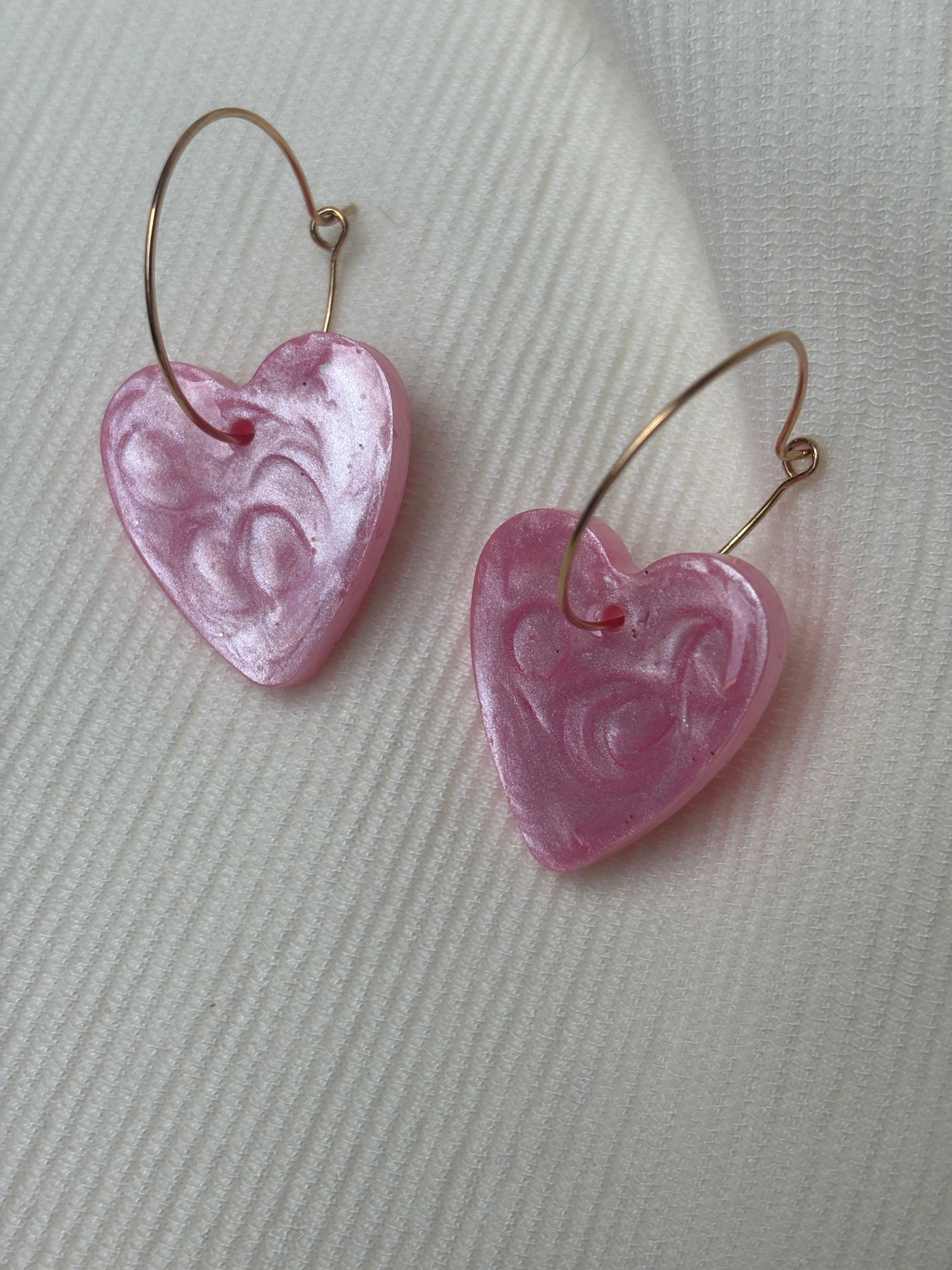 Pampilles Coeurs - taille M - Rose pastel pailleté