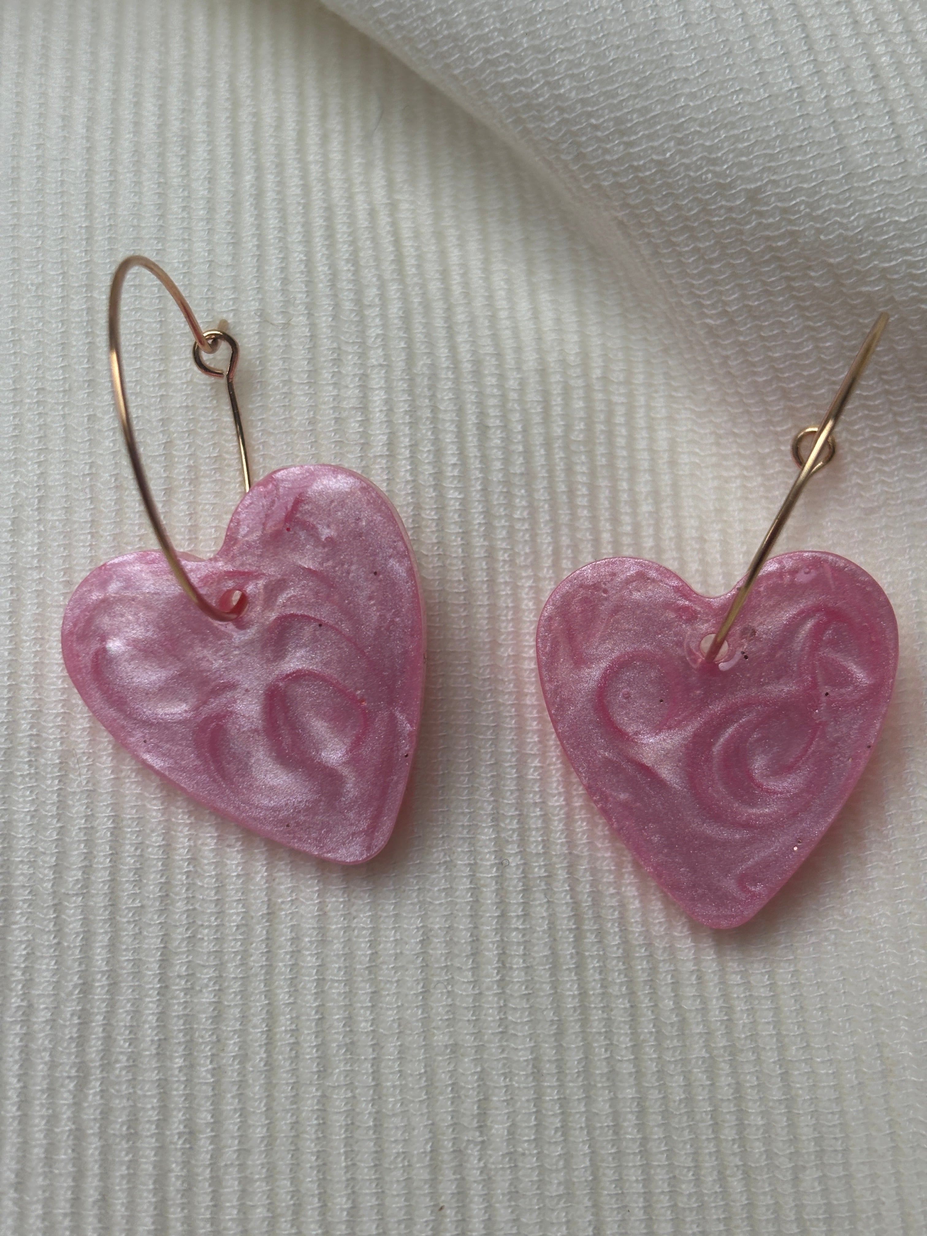 Pampilles Coeurs - taille M - Rose pastel pailleté