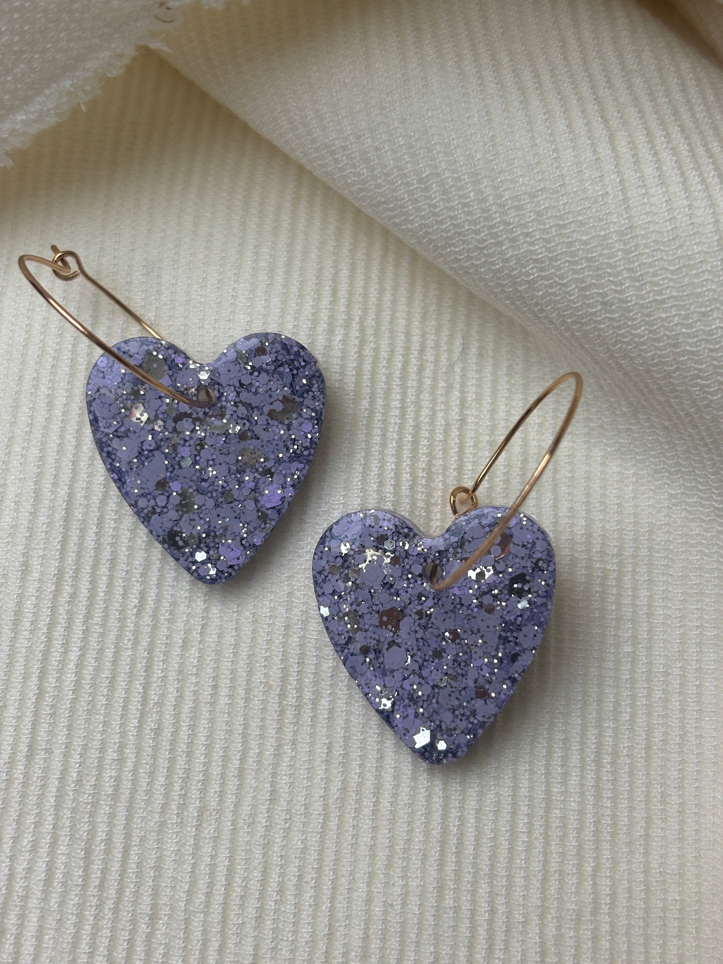 Pampilles Coeurs - taille M - Lilas pailleté