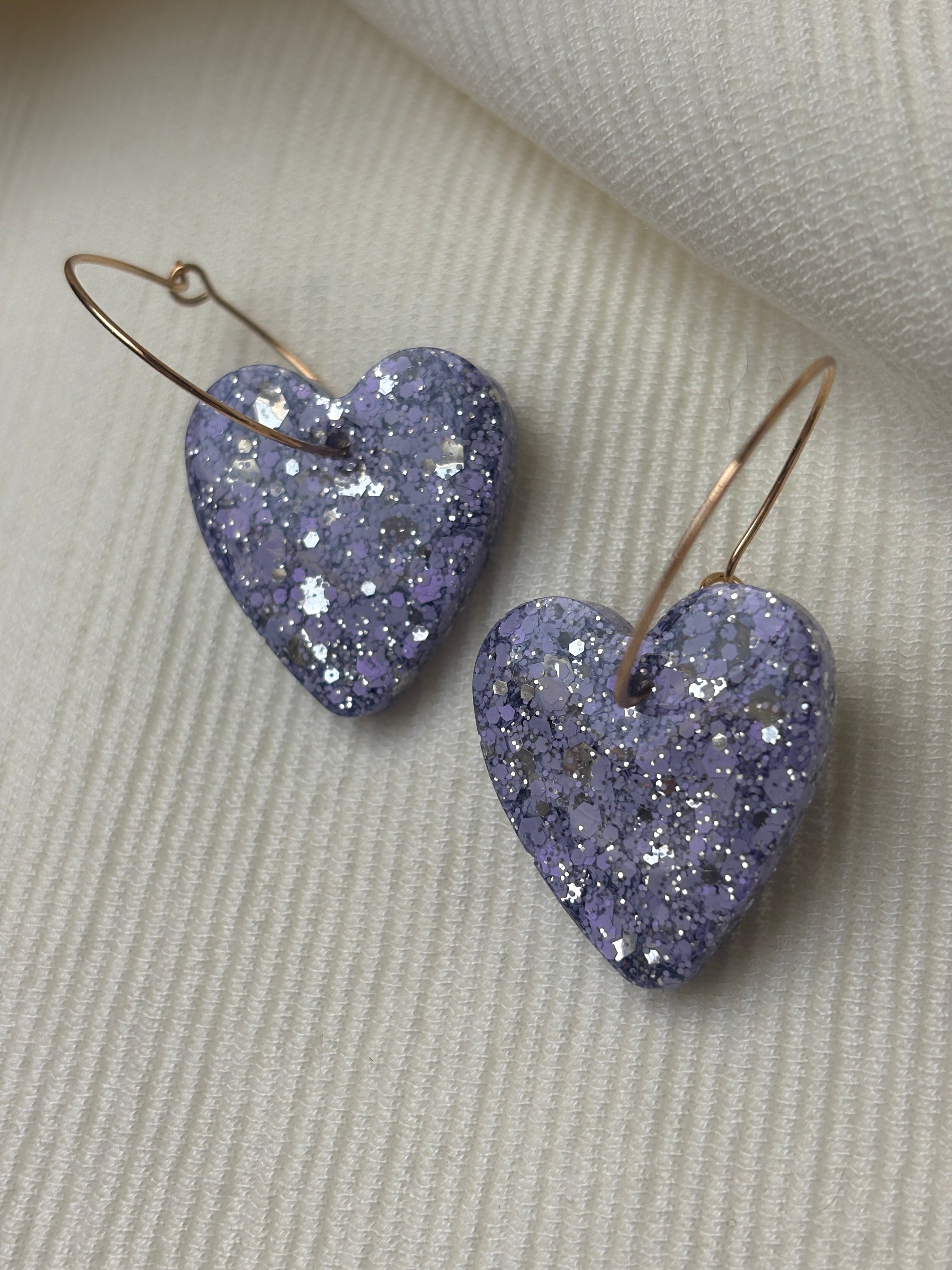 Pampilles Coeurs - taille M - Lilas pailleté