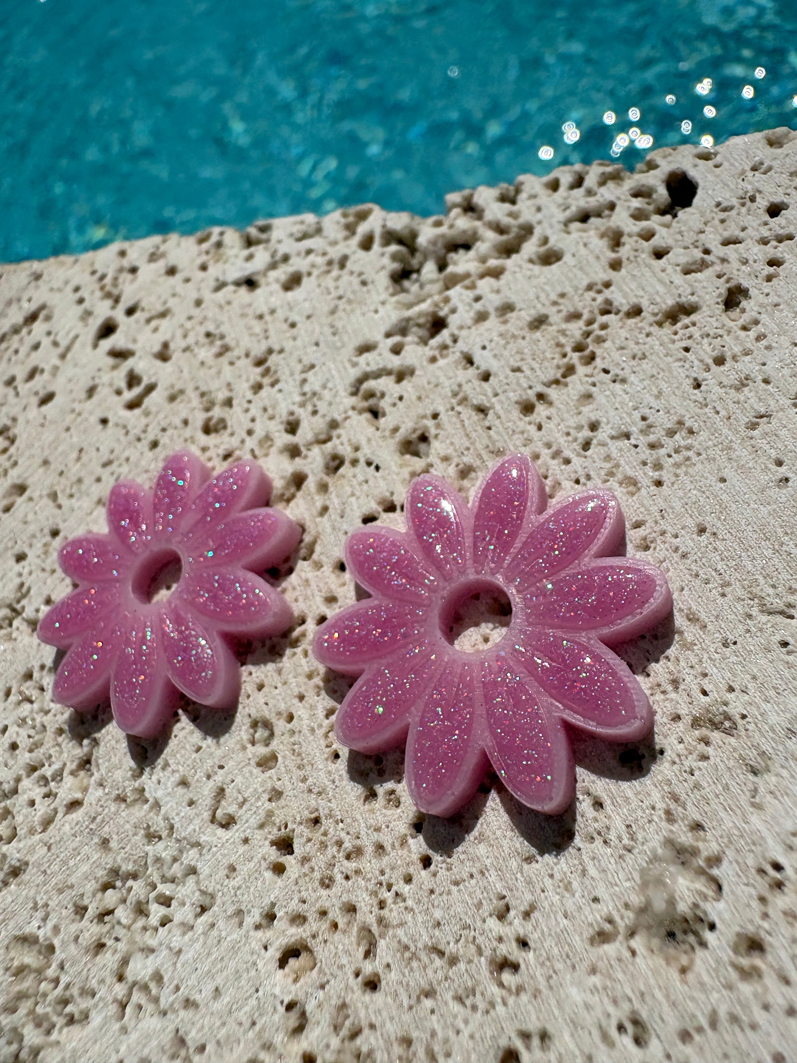 Pampilles Marguerites - Rose paillettes claires & rose nacré