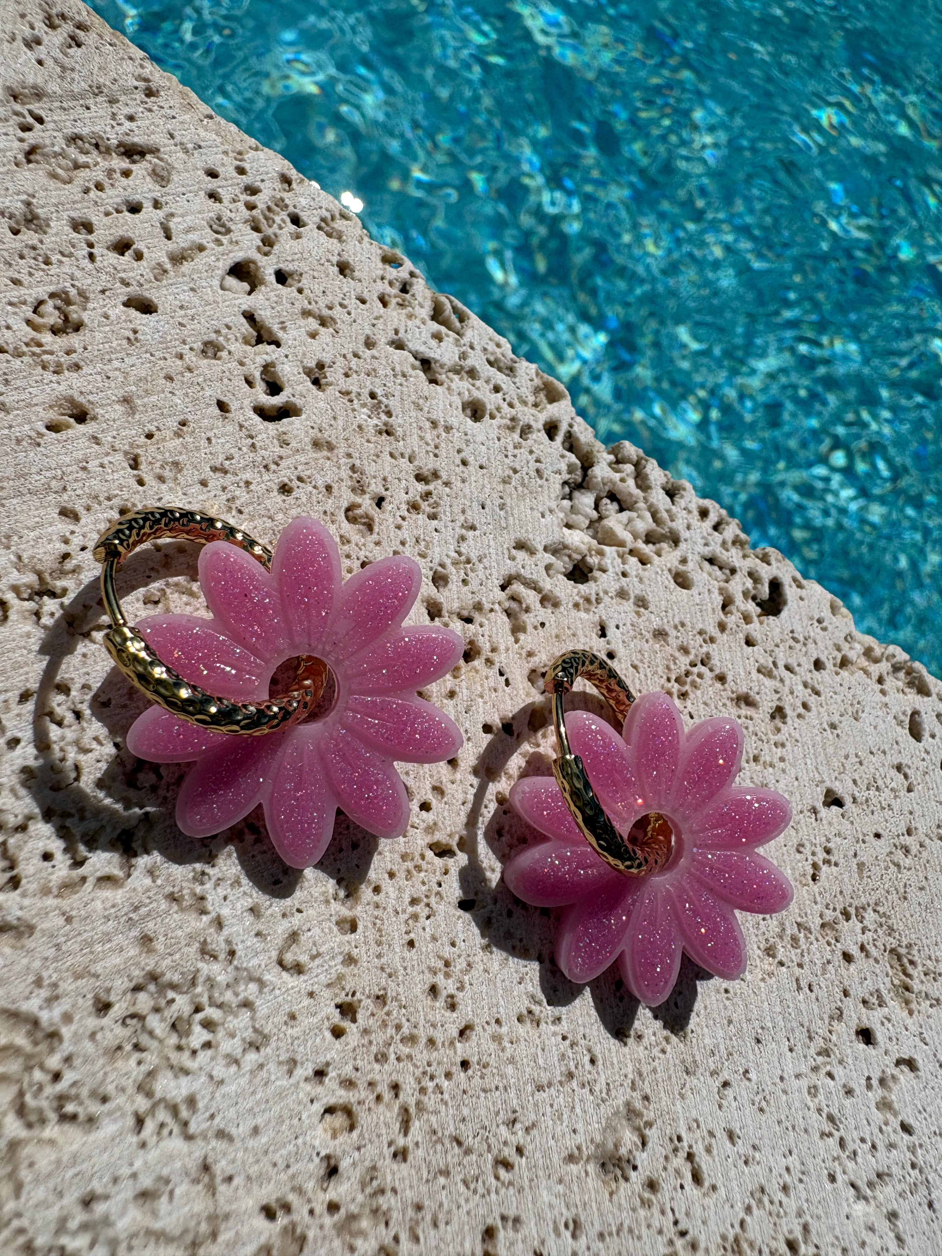 Pampilles Marguerites - Rose paillettes claires & rose nacré