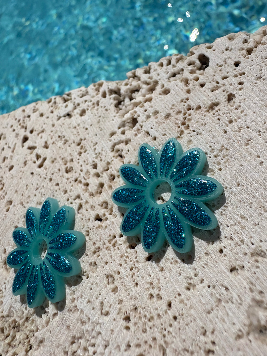 Pampilles Marguerites -Turquoise & Bleu