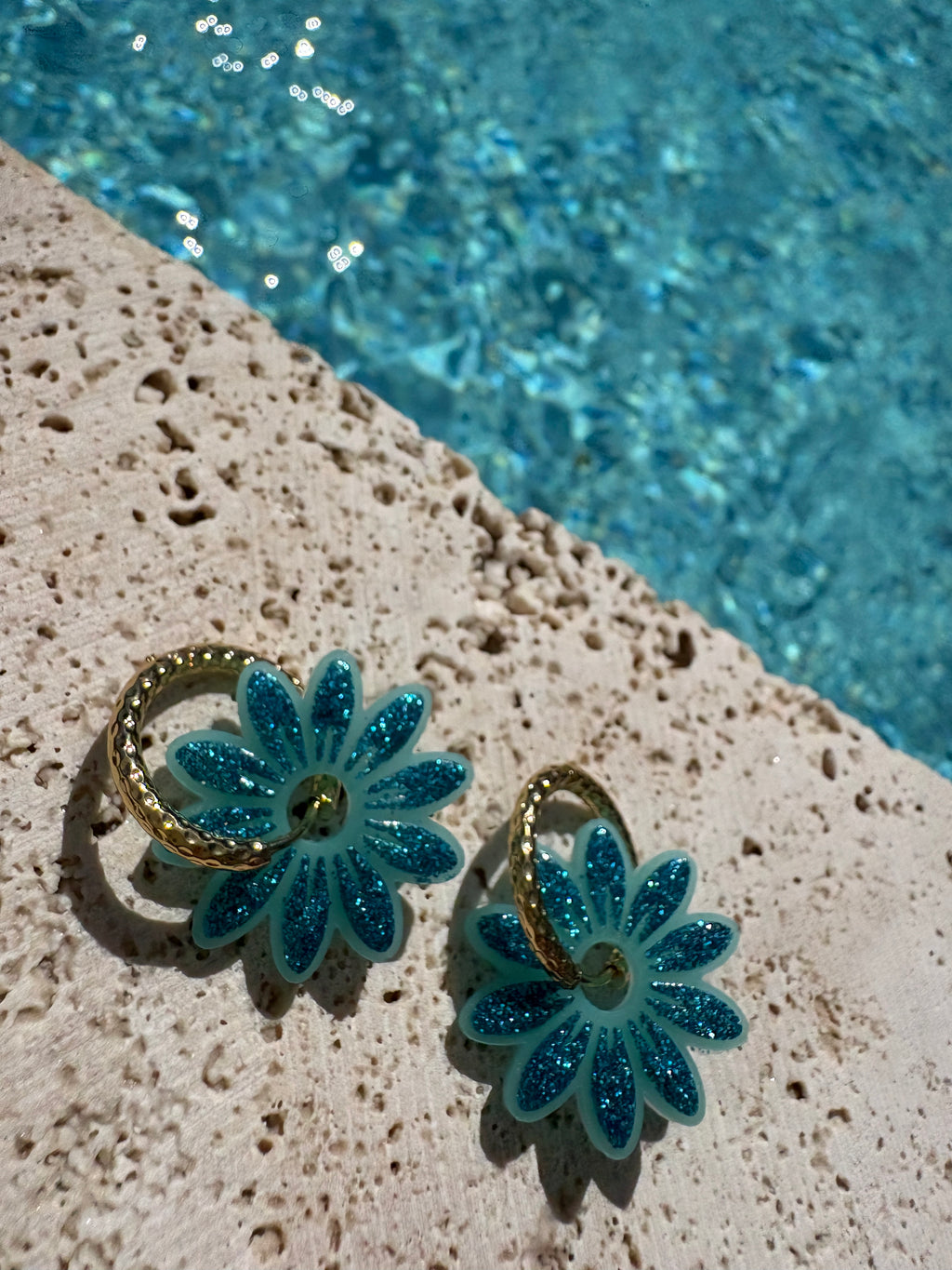Pampilles Marguerites -Turquoise & Bleu