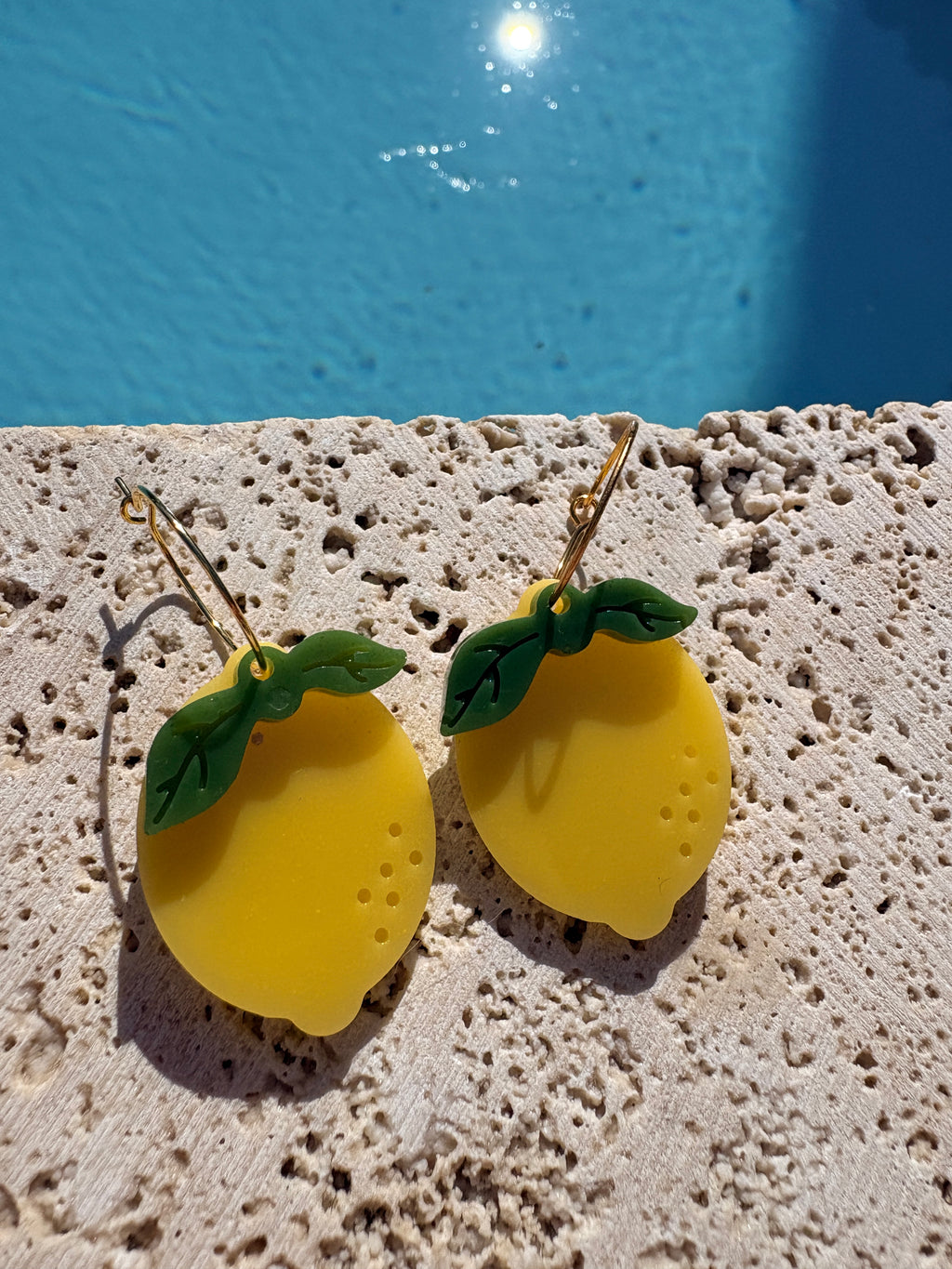 Les boucles Citrons Feuilles - Jaune pastel