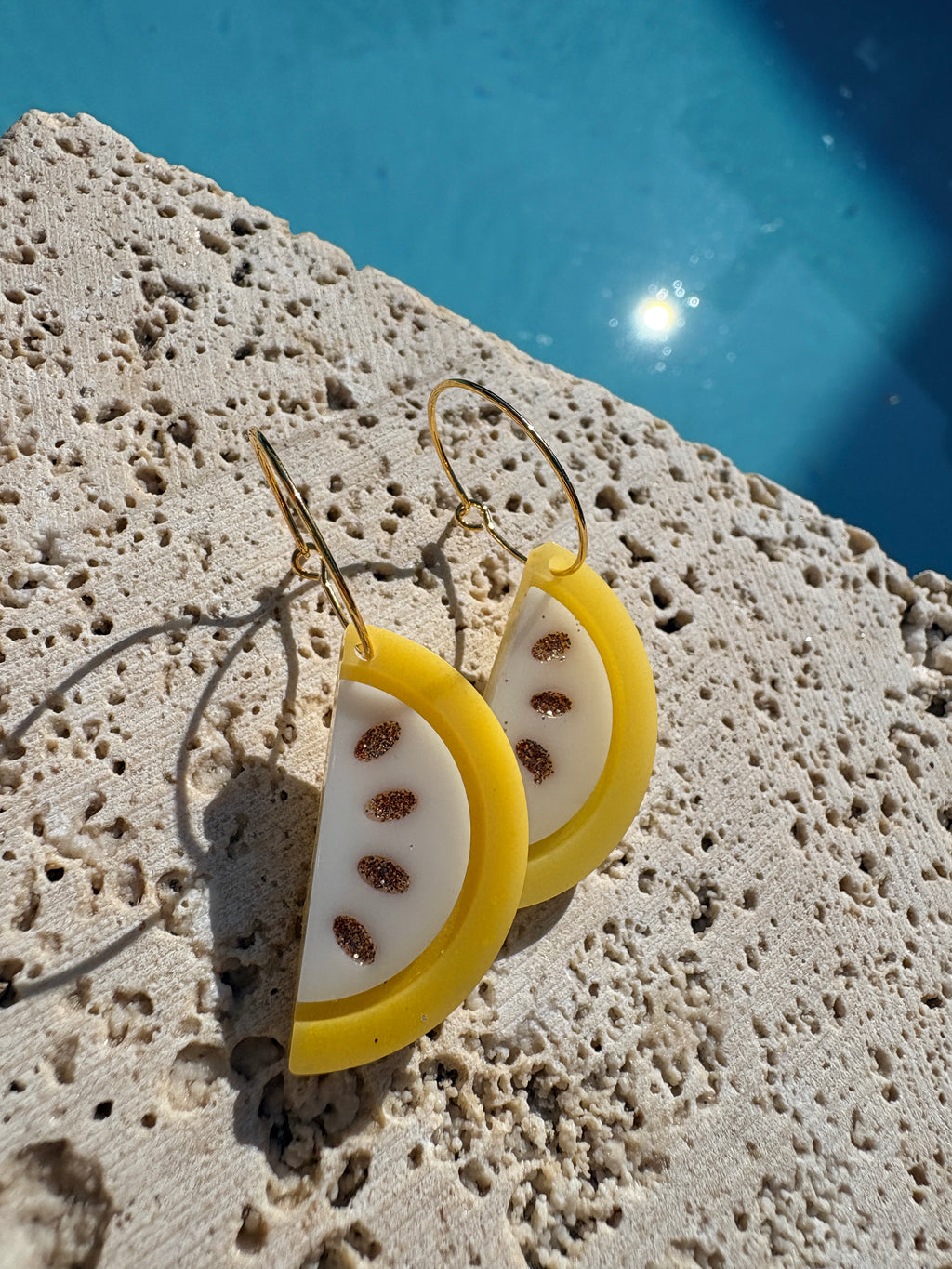 Les boucles Citrons tranches - Jaune & Blanc pur