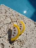 Les boucles Citrons tranches - Jaune & Blanc pur