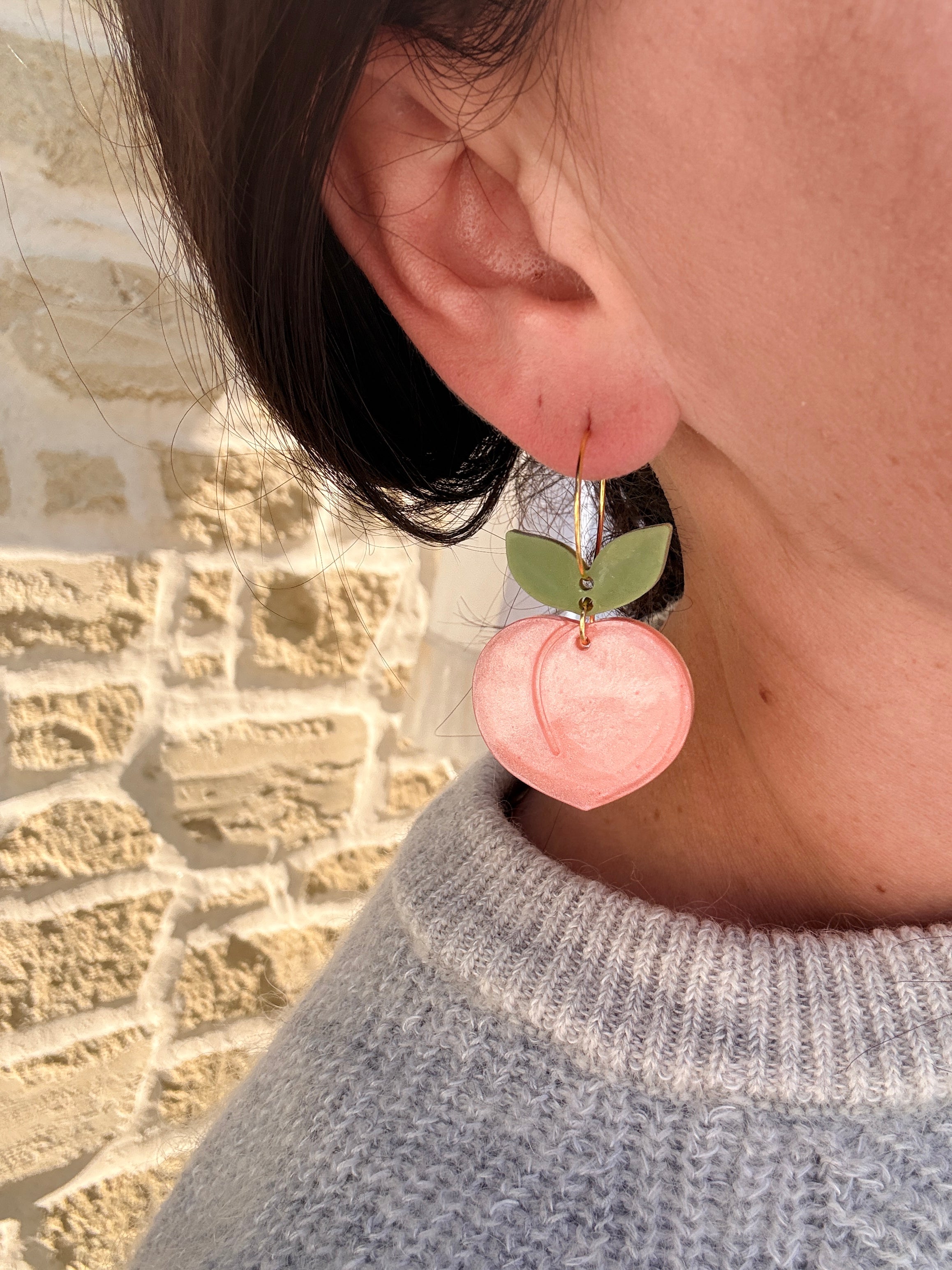 Les boucles Pêches gourmandes - orange clair nacré