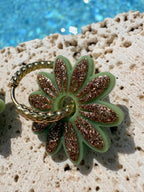 Pampilles Marguerites - Vert olive & Or